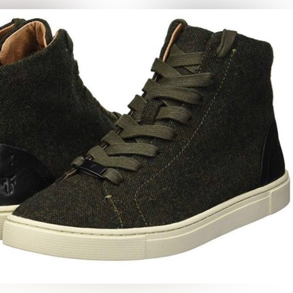 Frye Women’s Ivy Olive Wool Lace Up High Top Sneakers Size 7